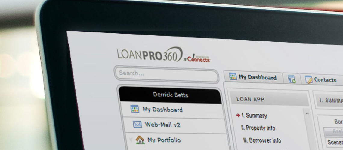 A close up of the dashboard of LoanPro 360