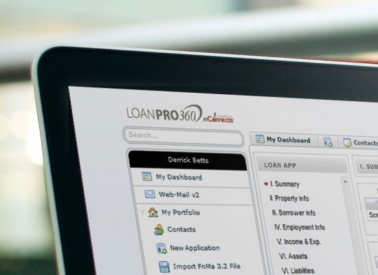 A close up of the dashboard of LoanPro 360