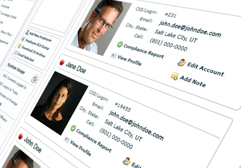 A close up of employee profiles